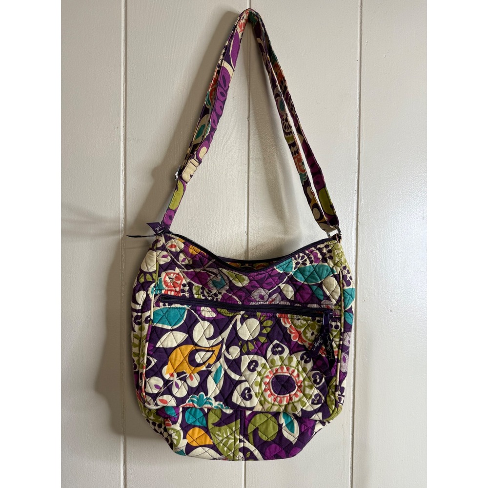 Vera Bradley Floral Hobo Bag Women's Quilted Shoulder Bag Purse